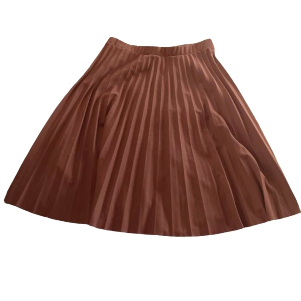 Elizabeth & Nicole Pleated Beige, Camel Elastic Waist Skirt SZ P XL NWT